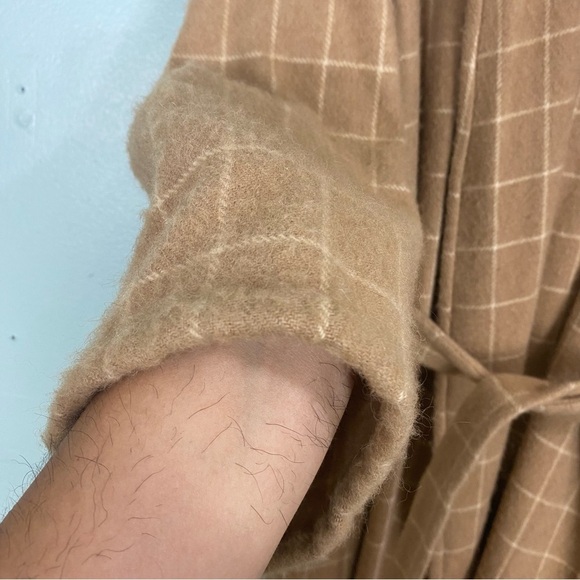 Ralph Lauren Purple Label Plaid Tan Camel Color Cashmere Duster Robe 8 Sweater - Picture 8 of 14